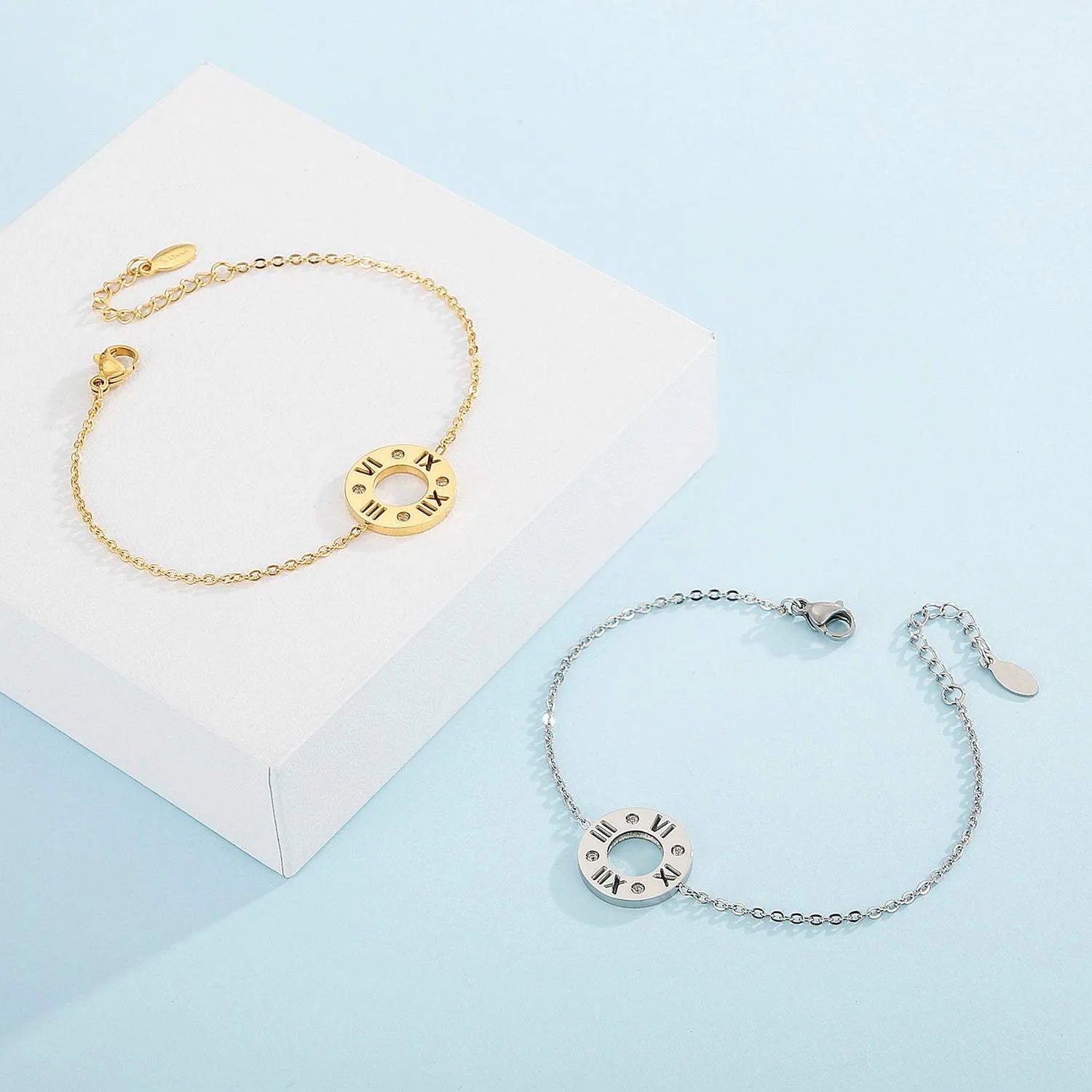 Stainless Steel Pierced Rhinestone Bracelet Bracelets - Tophatter Daily Deals