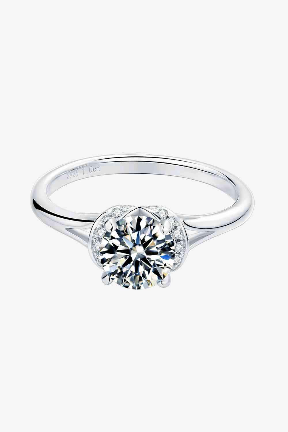 1 Carat Moissanite 925 Sterling Silver Split Shank Ring Moissanite - Tophatter Daily Deals