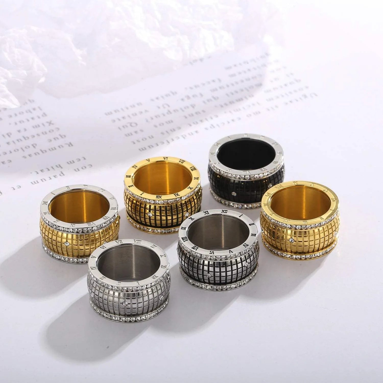 Inlaid Rhinestone Stainless Steel Ring Rings - Tophatter Daily Deals