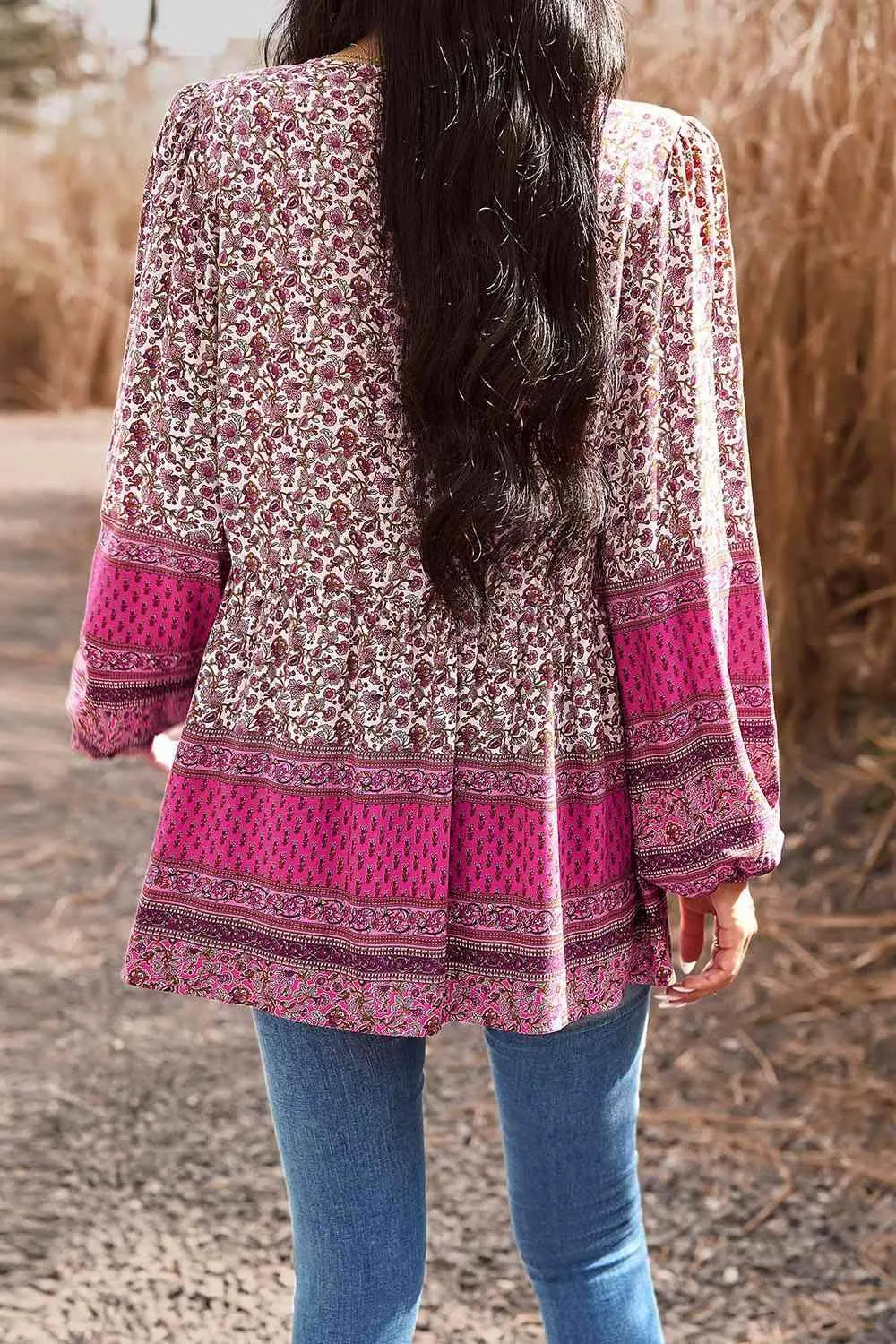 Tassel Tie Long Sleeve Peplum Blouse Blouses - Tophatter Daily Deals