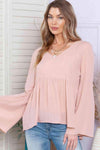 V-Neck Flare Sleeve Blouse Blouses - Tophatter Daily Deals