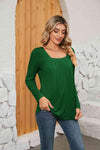 Square Neck Long Sleeve T-Shirt Women's T-Shirts - Tophatter Daily Deals