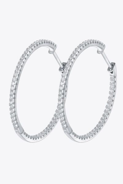 Adored Inlaid Moissanite 925 Sterling Silver Hoop Earrings Moissanite - Tophatter Daily Deals