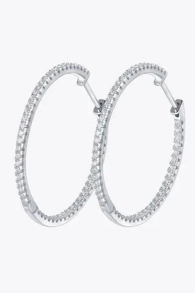 Adored Inlaid Moissanite 925 Sterling Silver Hoop Earrings Moissanite - Tophatter Daily Deals