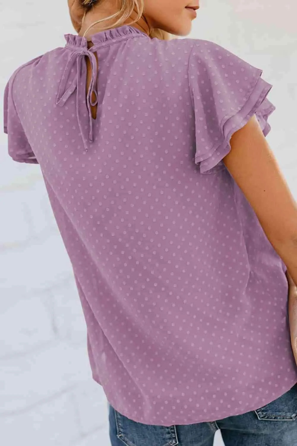 Layered Flutter Sleeve Smocked Blouse Blouses - Tophatter Daily Deals
