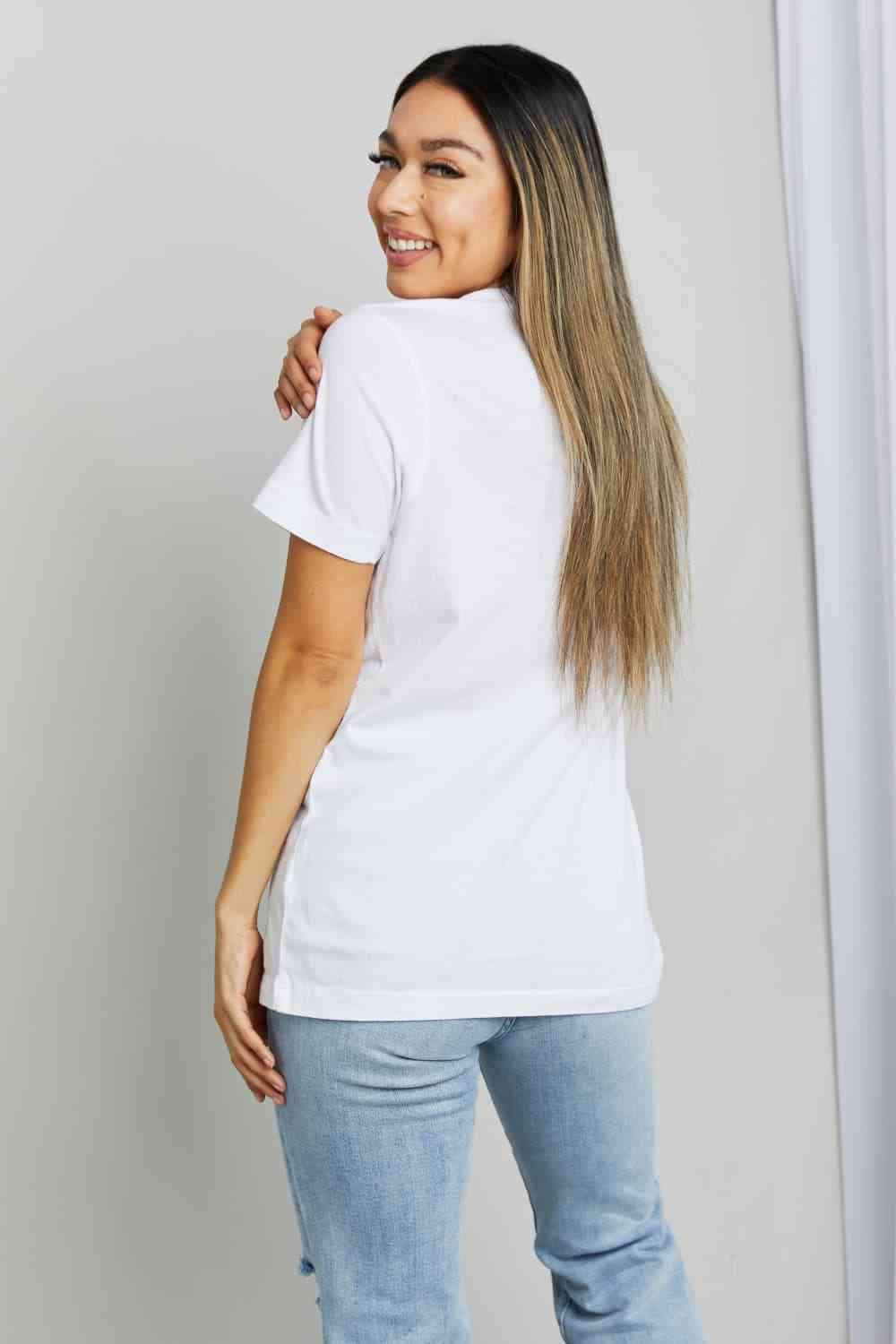 Simply Love Full Size YEAH, NO Graphic Cotton T-Shirt Women's T-Shirts - Tophatter Daily Deals