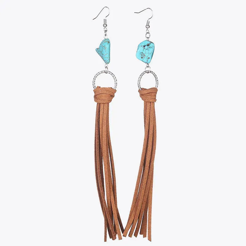 Turquoise Fringe Detail Earrings Earrings - Tophatter Daily Deals