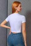 Cropped Round Neck Short Sleeve Tee Blouses - Tophatter Daily Deals