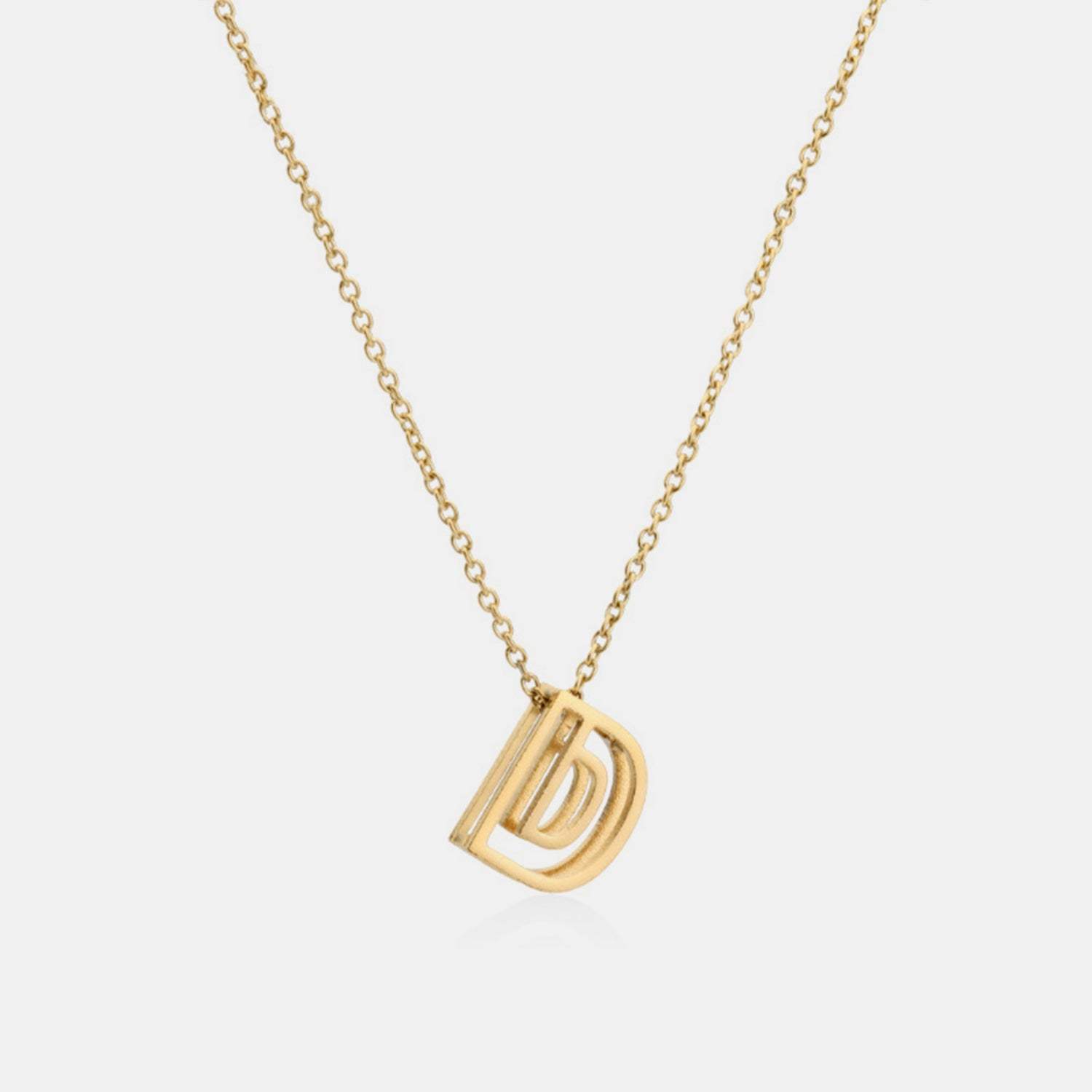 Stainless Steel Letter Pendant Necklace Gold D One Size Necklaces - Tophatter Daily Deals