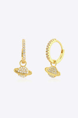 925 Sterling Silver Zircon Planet Drop Earrings Gold One Size Earrings - Tophatter Daily Deals