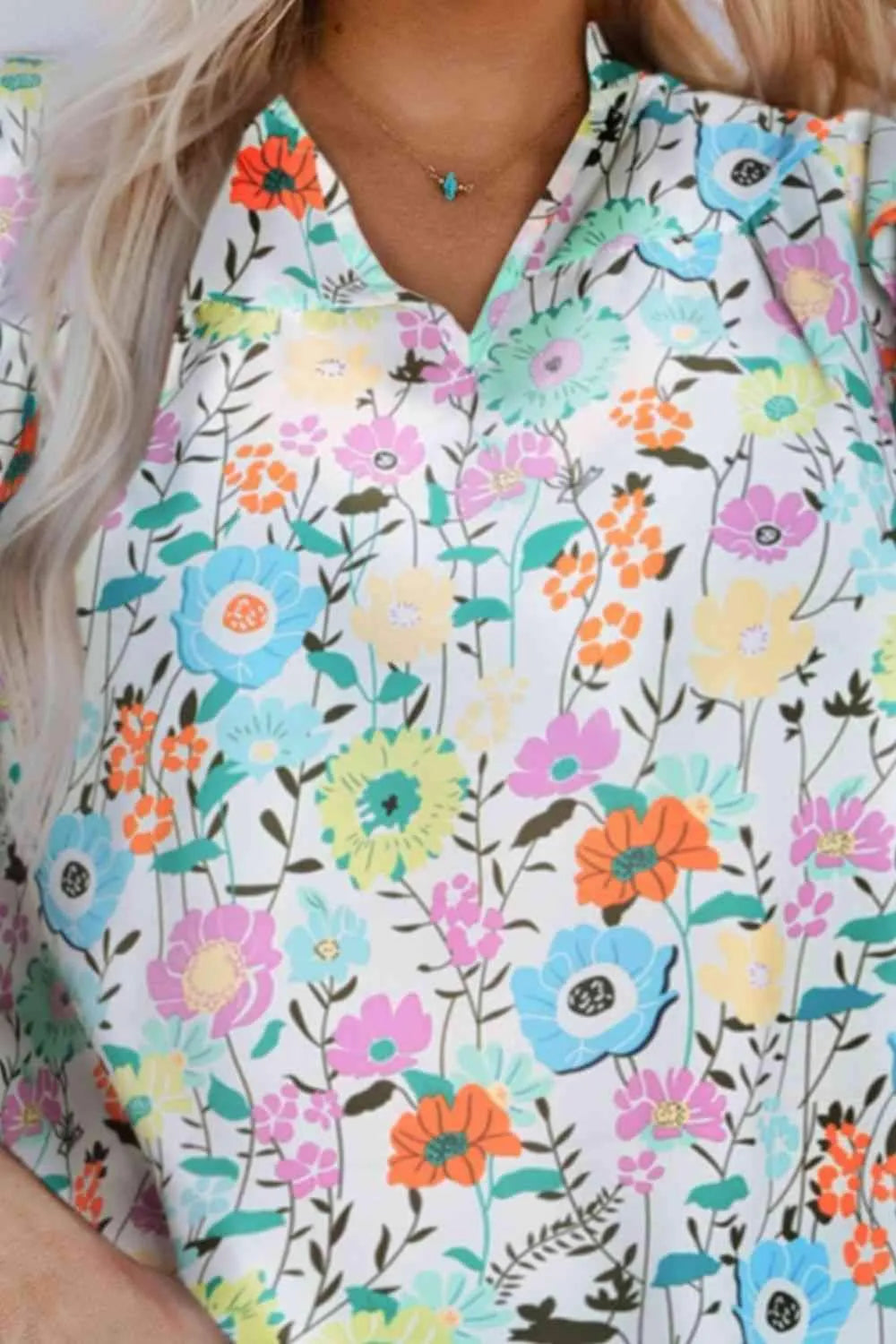 Floral Layered Flutter Sleeve Blouse Blouses - Tophatter Daily Deals