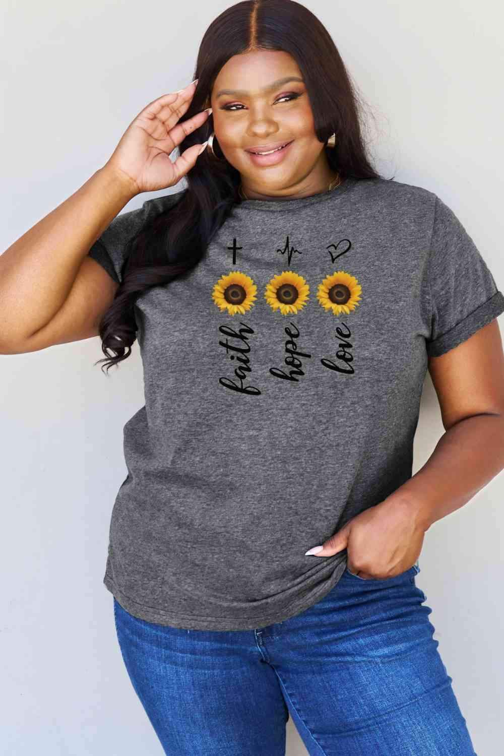 Simply Love Full Size Sunflower Graphic T-Shirt Women's T-Shirts - Tophatter Daily Deals