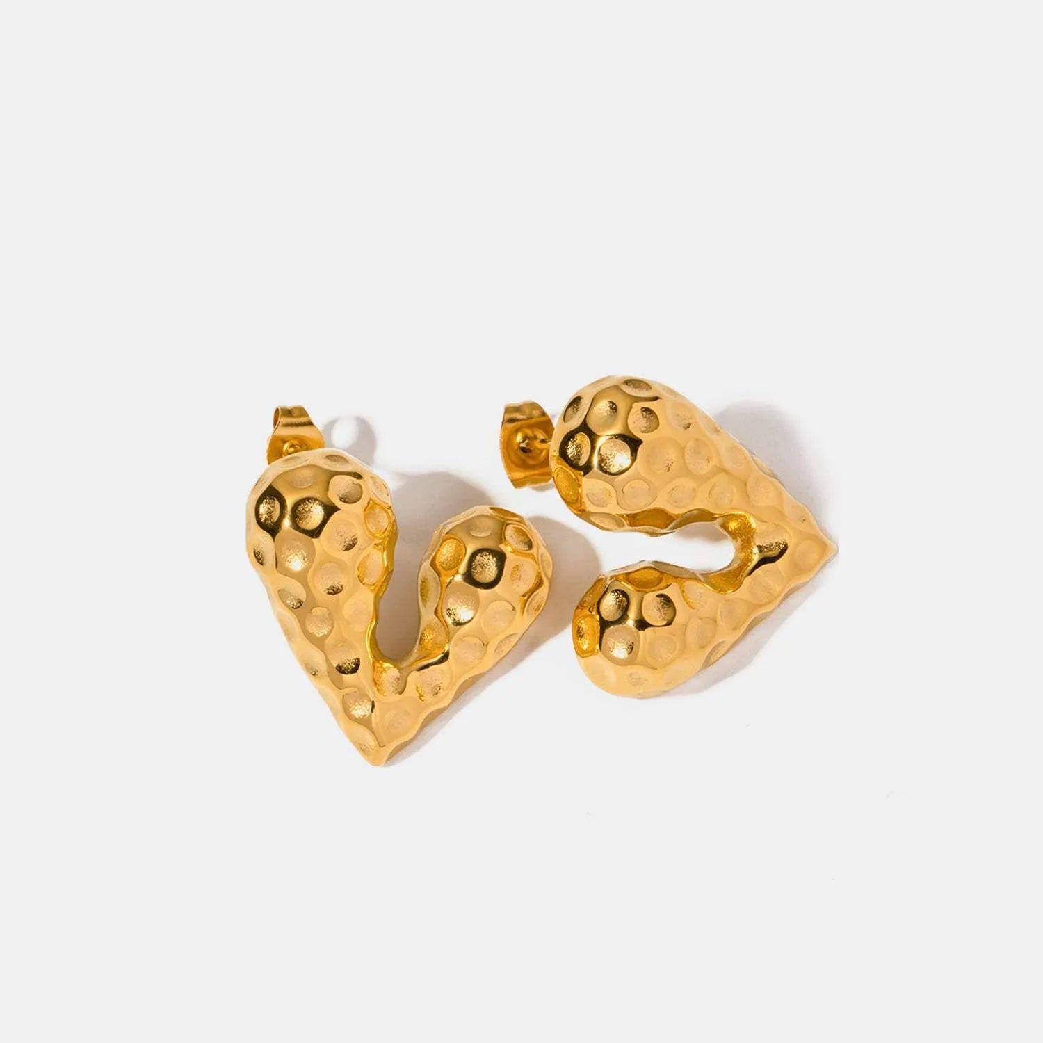 Heart Shape Stainless Steel Stud Earrings Gold One Size Earrings - Tophatter Daily Deals
