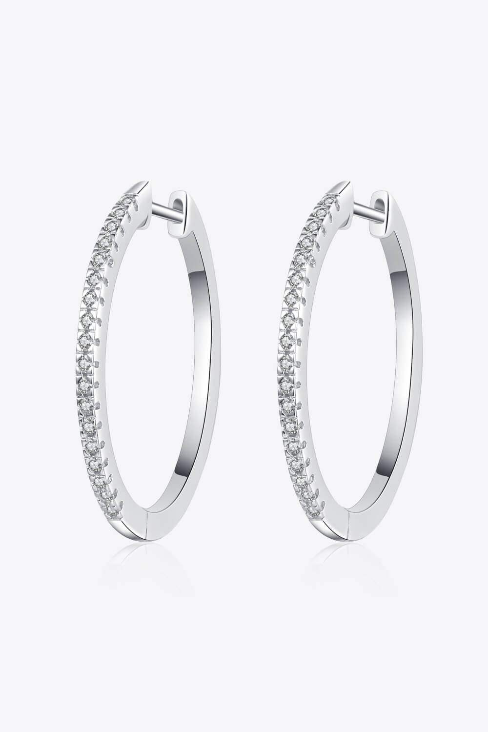 Rhodium-Plated Moissanite Hoop Earrings Moissanite - Tophatter Daily Deals