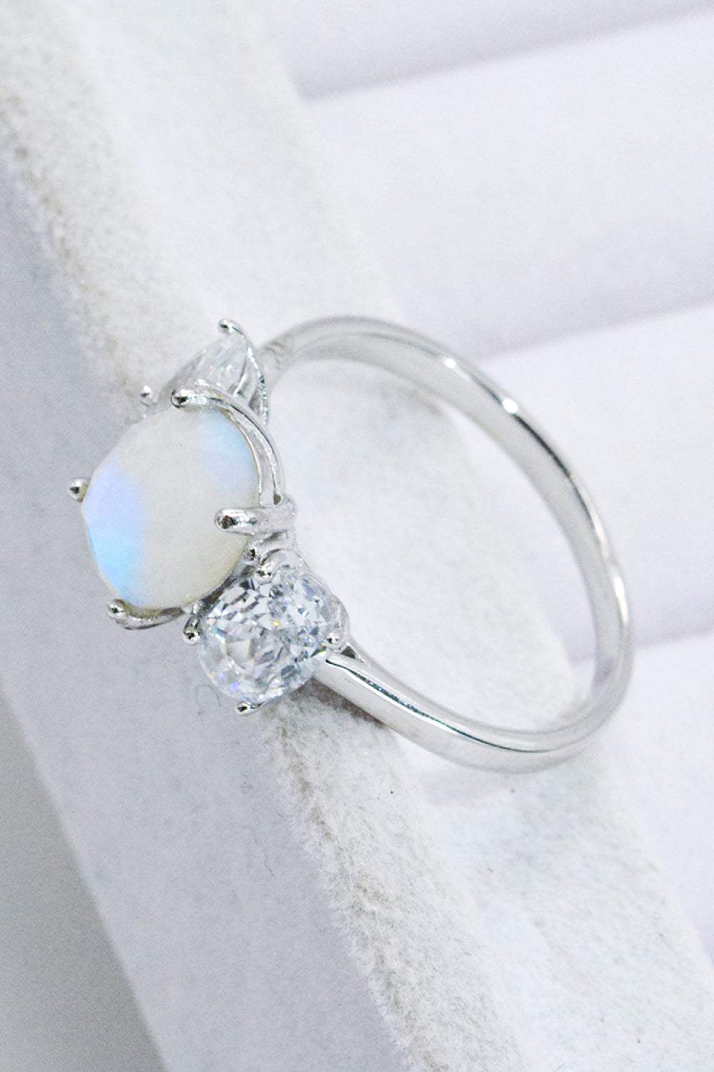 Natural Moonstone and Zircon Ring Moonstone - Tophatter Daily Deals