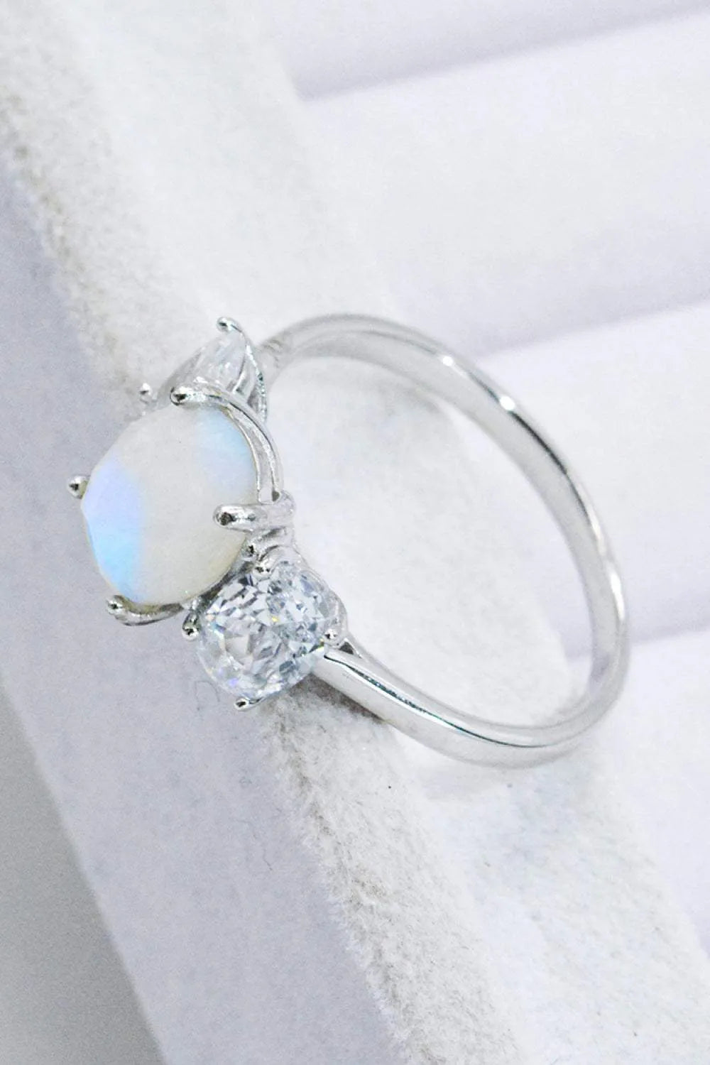 Natural Moonstone and Zircon Ring Moonstone - Tophatter Daily Deals
