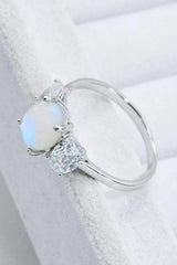 Natural Moonstone and Zircon Ring Moonstone - Tophatter Daily Deals