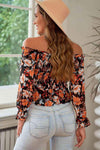 Floral Smocked Off-Shoulder Peplum Top Blouses - Tophatter Daily Deals