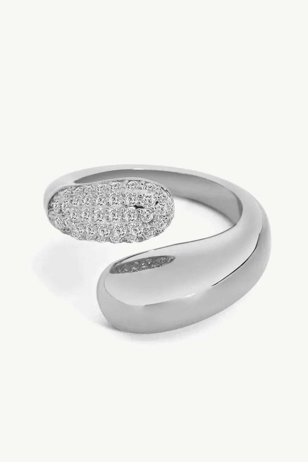 Crystal Polished Bypass Ring Silver Rings - Tophatter Daily Deals