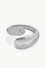 Crystal Polished Bypass Ring Silver Rings - Tophatter Daily Deals