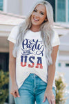 PARTY IN THE USA Round Neck Cuffed Tee Women's T-Shirts - Tophatter Daily Deals