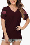 Short Sleeve V-Neck Tee Floral Women's T-Shirts - Tophatter Daily Deals