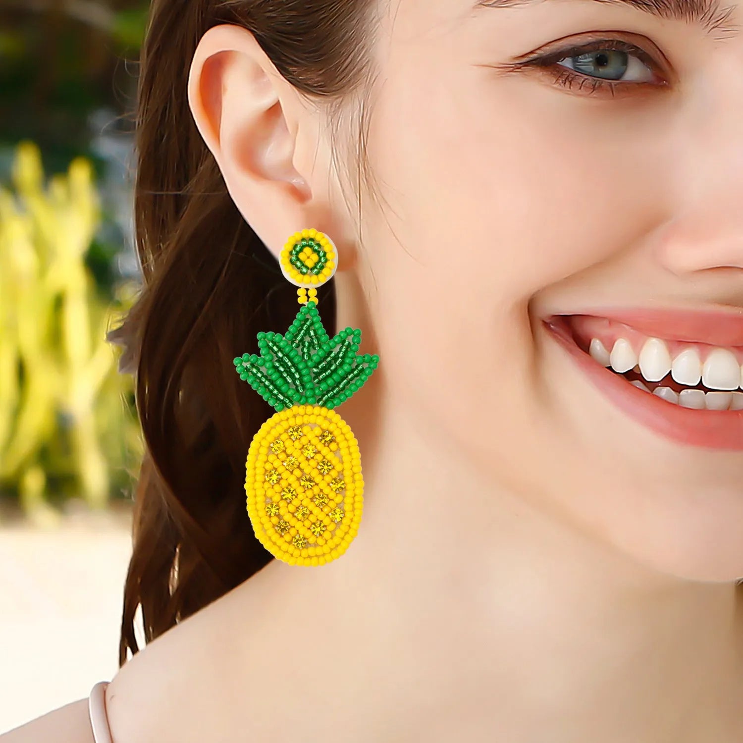 Bead Stainless Steel Pineapple Earrings True Yellow One Size Earrings - Tophatter Daily Deals