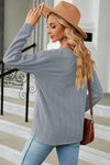 Decorative Button V-Neck Long Sleeve T-Shirt Women's T-Shirts - Tophatter Daily Deals