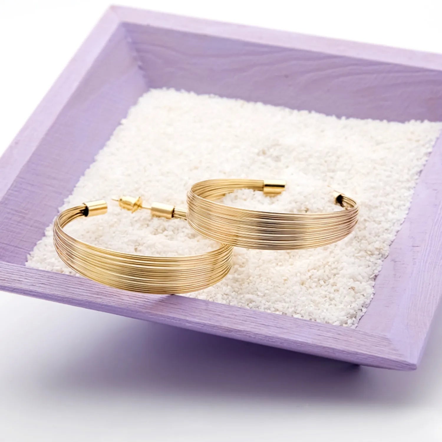 Gold-Plated Copper Layered Hoop Earrings Earrings - Tophatter Daily Deals