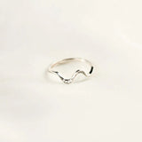 925 Sterling Silver Inlaid Zircon Wave Shape Ring Rings - Tophatter Daily Deals