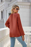 V-Neck Raglan Sleeve Ruched Detail Top Women's T-Shirts - Tophatter Daily Deals