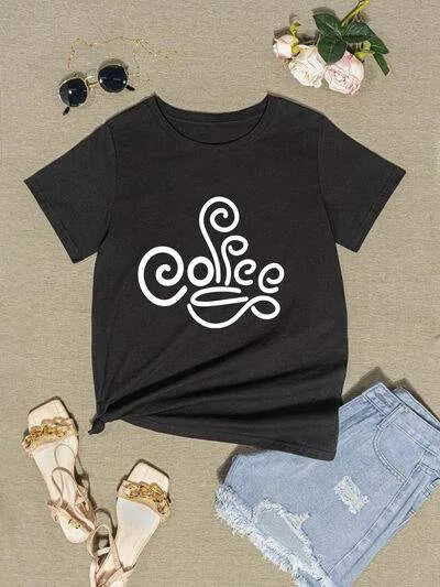 Graphic Round Neck Short Sleeve T-Shirt Women's T-Shirts - Tophatter Daily Deals