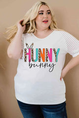 Plus Size HUNNY BUNNY Graphic Striped Tee Women's T-Shirts - Tophatter Daily Deals