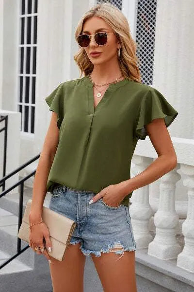 Notched Cap Sleeve T-Shirt Women's T-Shirts - Tophatter Daily Deals