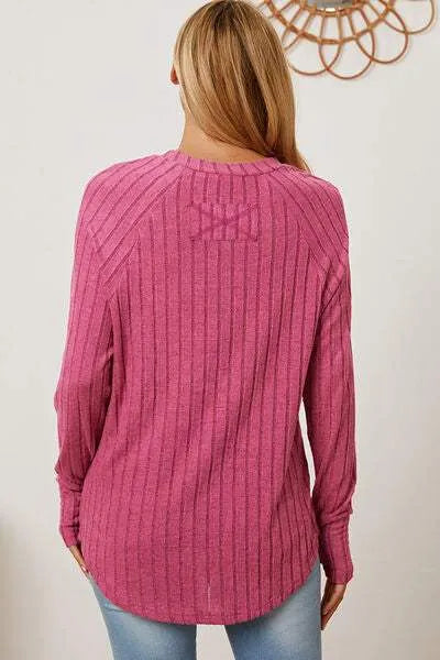 Basic Bae Full Size Ribbed Thumbhole Sleeve T-Shirt Women's T-Shirts - Tophatter Daily Deals