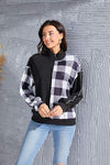 Plaid Exposed Seam Long Sleeve Blouse Black Blouses - Tophatter Daily Deals