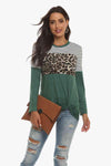 Mixed Print Gathered Detail Long Sleeve Top Blouses - Tophatter Daily Deals