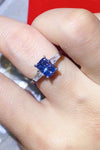 1 Carat Moissanite Platinum-Plated Rectangle Ring in Blue Blue Moissanite - Tophatter Daily Deals