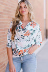 Floral Cowl Neck Blouse White Blouses - Tophatter Daily Deals