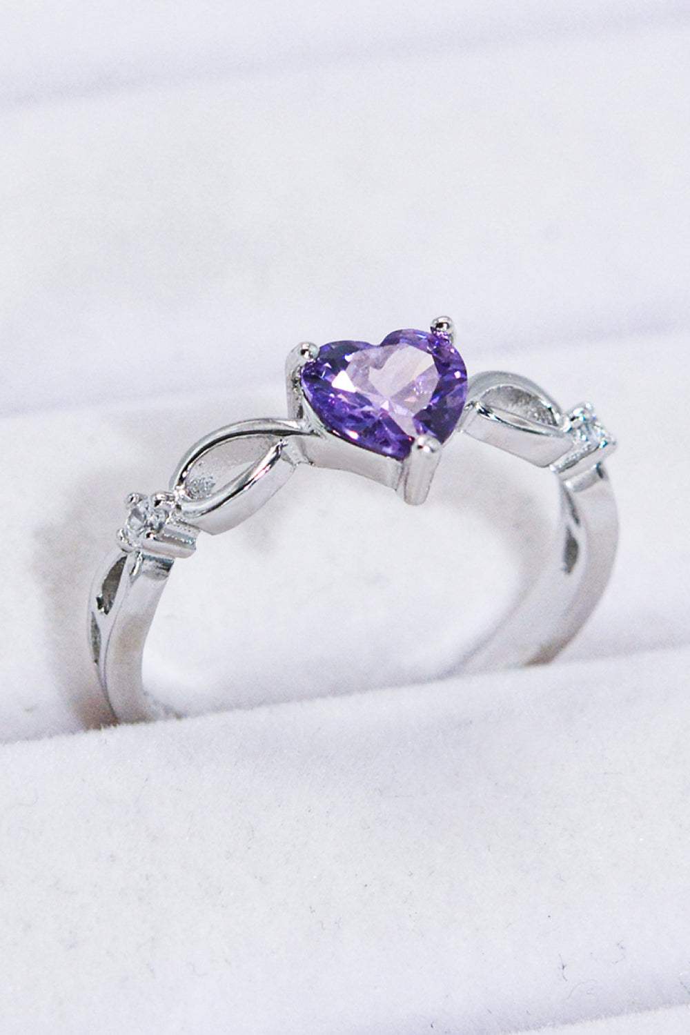 Crystal Heart 925 Sterling Silver Ring Rings - Tophatter Daily Deals