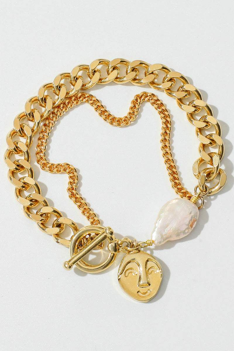 Gold Chain & Pearl Bracelet Gold One Size Bracelets - Tophatter Daily Deals