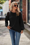 Round Neck Dropped Shoulder Eyelet Top Blouses - Tophatter Daily Deals