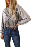 Double Take Exposed Seam Round Neck Cropped Top Blouses - Tophatter Daily Deals