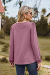 Round Neck Puff Sleeve Blouse Blouses - Tophatter Daily Deals