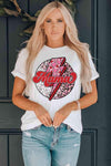 Leopard MAMA Graphic Cuffed Tee Shirt White Women's T-Shirts - Tophatter Daily Deals