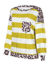 Striped Leopard Long Sleeves Top Honey Women's T-Shirts - Tophatter Daily Deals