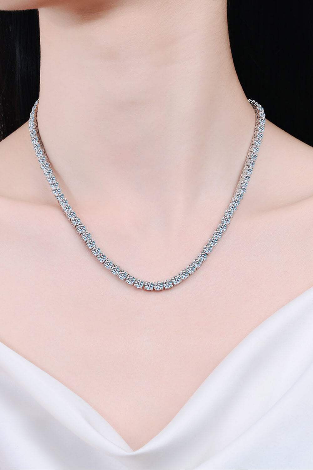 Moissanite Rhodium-Plated Necklace Silver One Size Moissanite - Tophatter Daily Deals