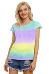 Tie Dye Round Neck Short Sleeve Tee Women's T-Shirts - Tophatter Daily Deals