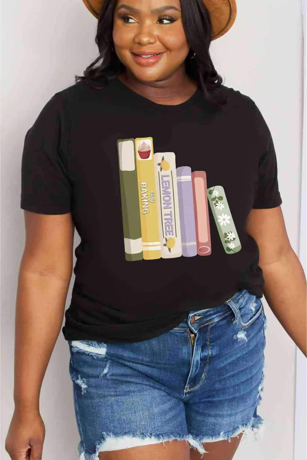 Simply Love Full Size EASY BAKING Graphic Cotton Tee Black Women's T-Shirts - Tophatter Daily Deals