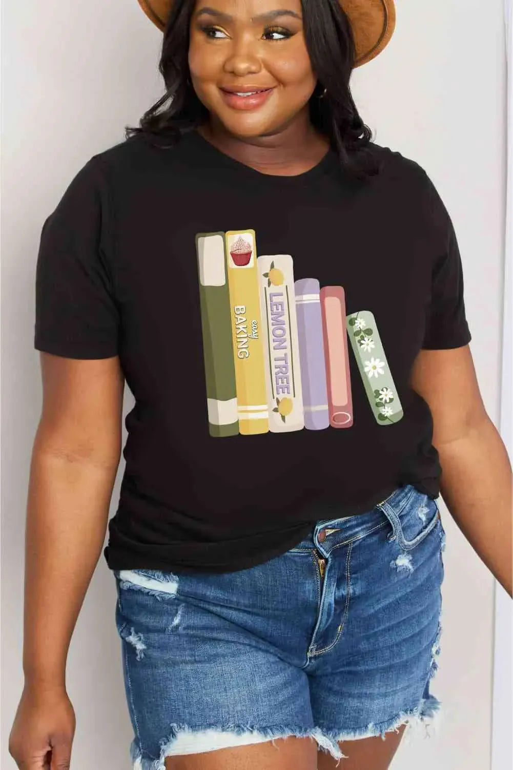 Simply Love Full Size EASY BAKING Graphic Cotton Tee Black Women's T-Shirts - Tophatter Daily Deals